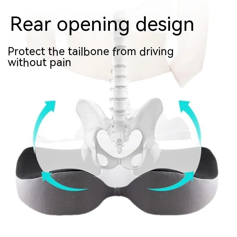 Curved bevel seat cushion with memory foam core for anal and tailbone support in multiple colour options