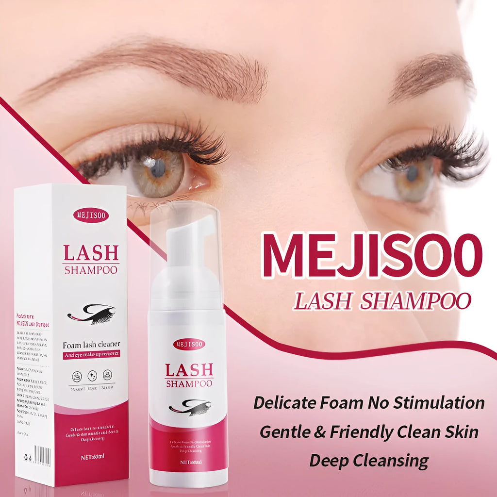 60ml lash shampoo mousse eyelash cleaning solution bottle with applicator brush