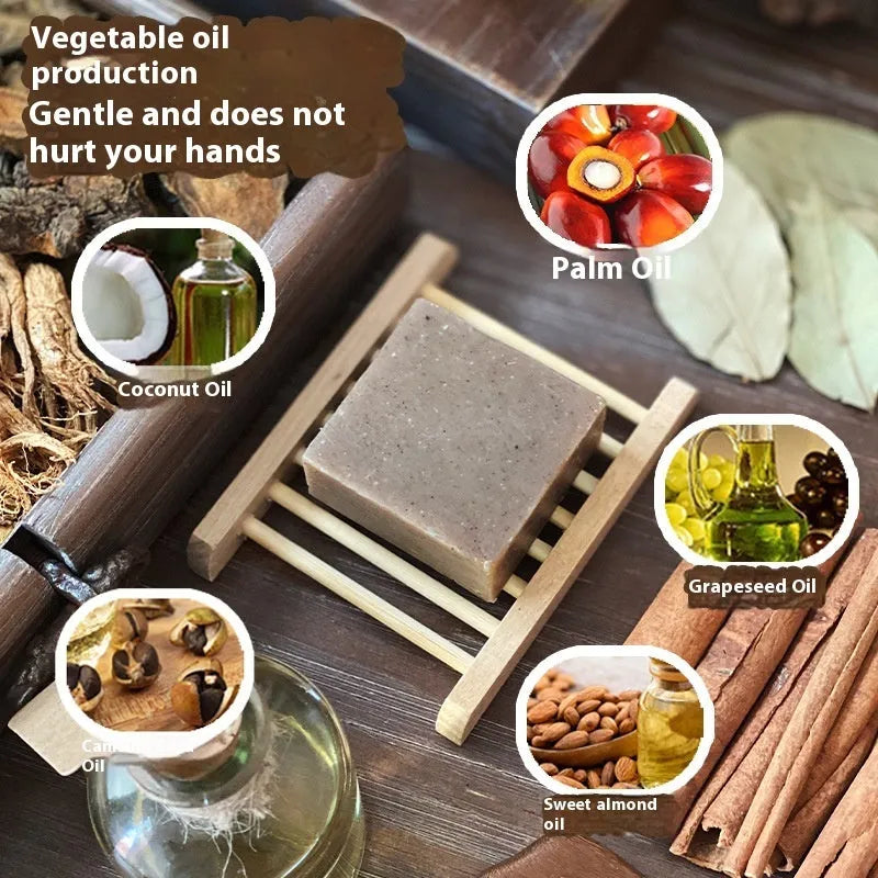 A single 72g bar of nine herb cold process shampoo soap, free from silicone oils.