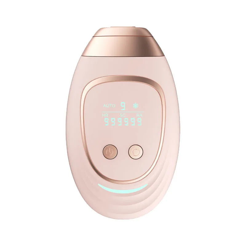 Pink and white three-in-one laser hair removal device with ice-sensing technology