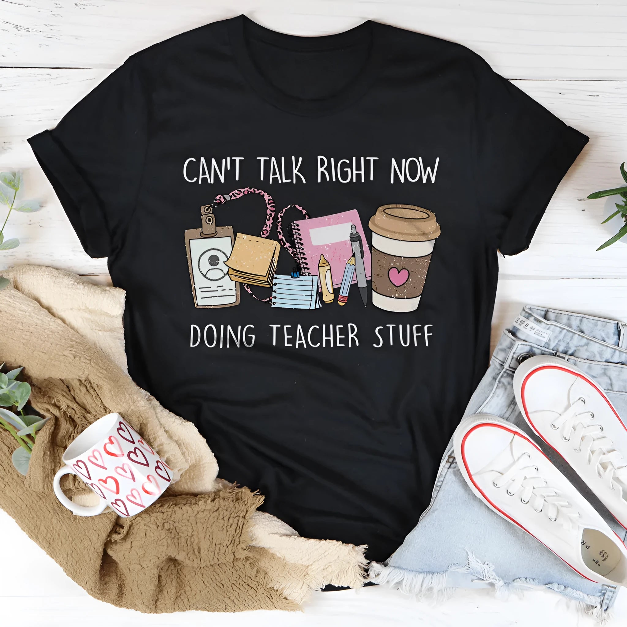 Black cotton T-shirt with round neck and short sleeves straight cut design
