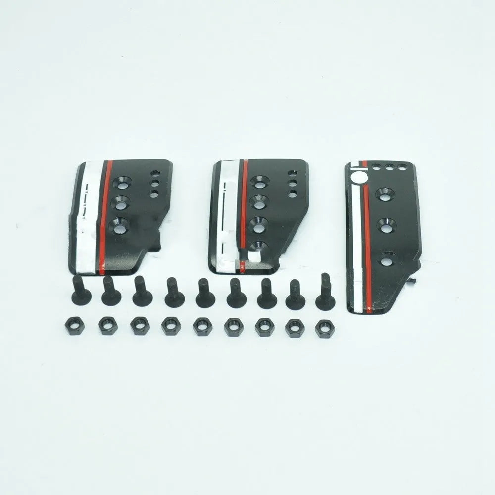 SPC manual transmission aluminium alloy pedal set for brake, accelerator, and clutch in grey or black.