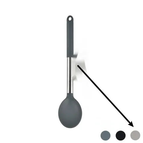 12-piece silicone kitchen utensil set with storage bucket in black, including ladle, spatula, claw tools and egg beater