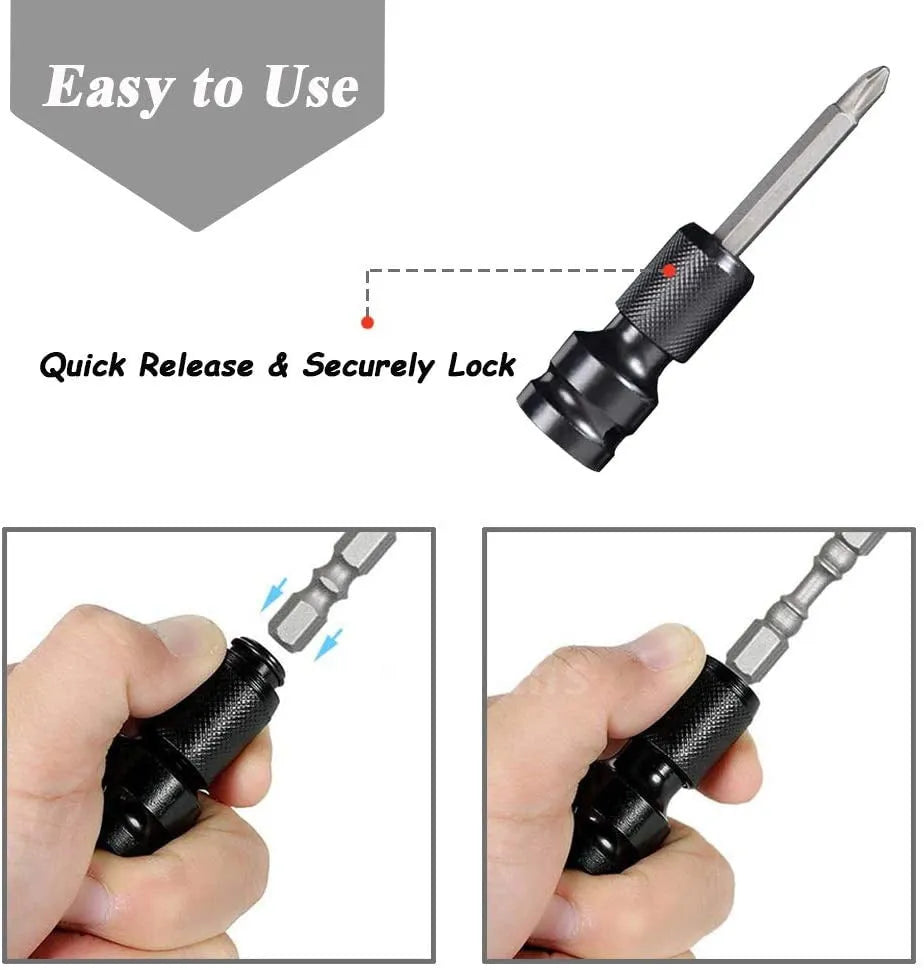 Square to hexagonal telescopic bit holder made of No 45 steel for electric wrench use