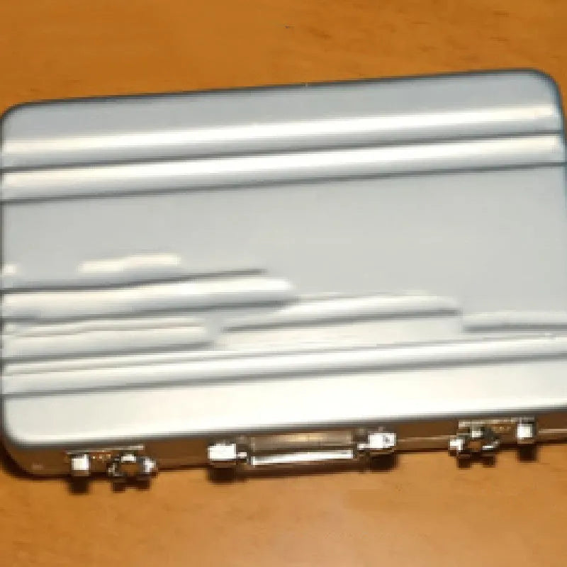 Aluminium alloy card holder in six colour options showing red, blue, black, silver, pink, and gold finishes