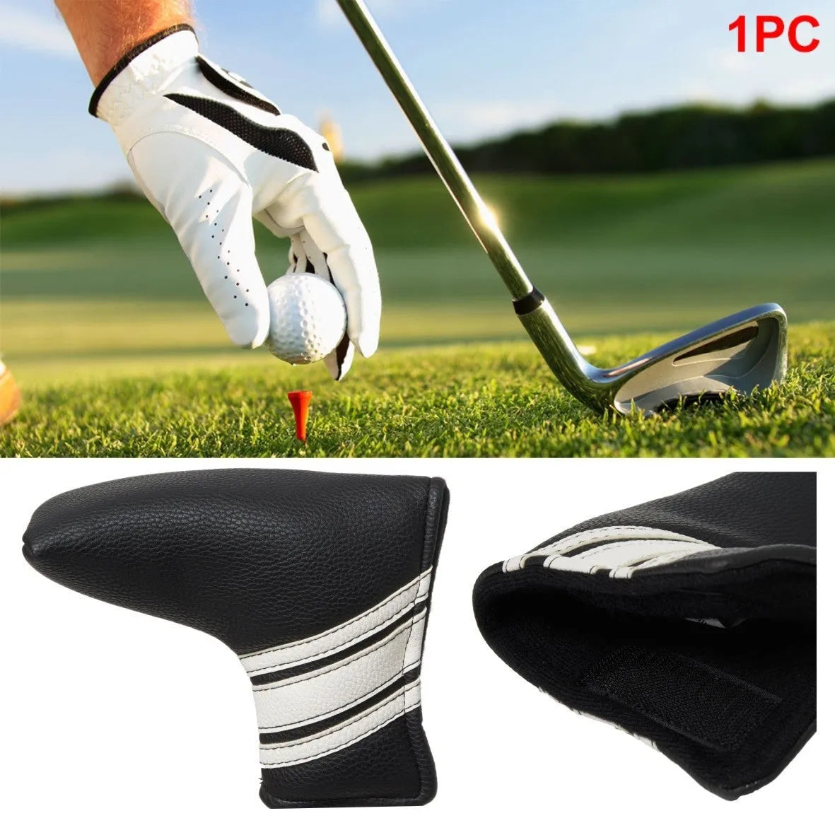 Black PU leather golf push rod case sleeve for club protection