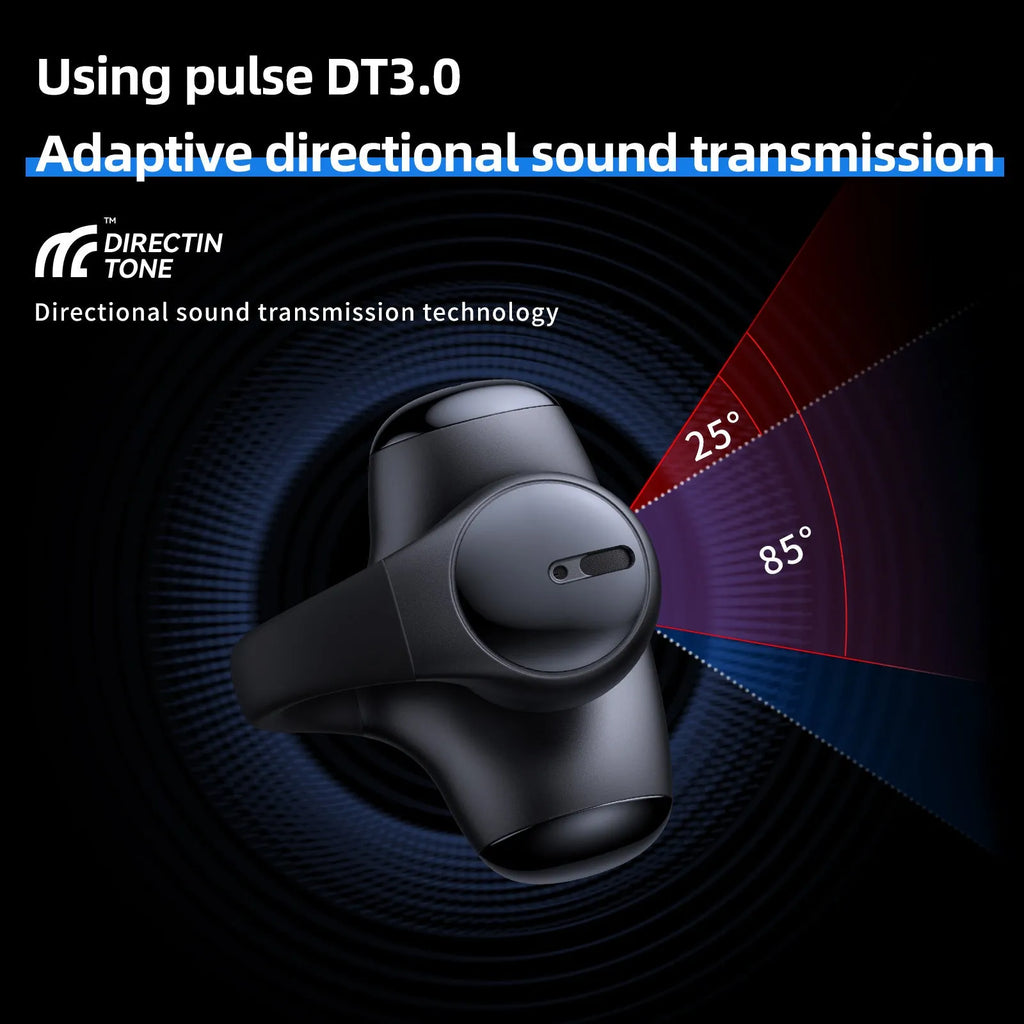 Black T306 wireless clip-on Bluetooth sports headset shown on a grey background.