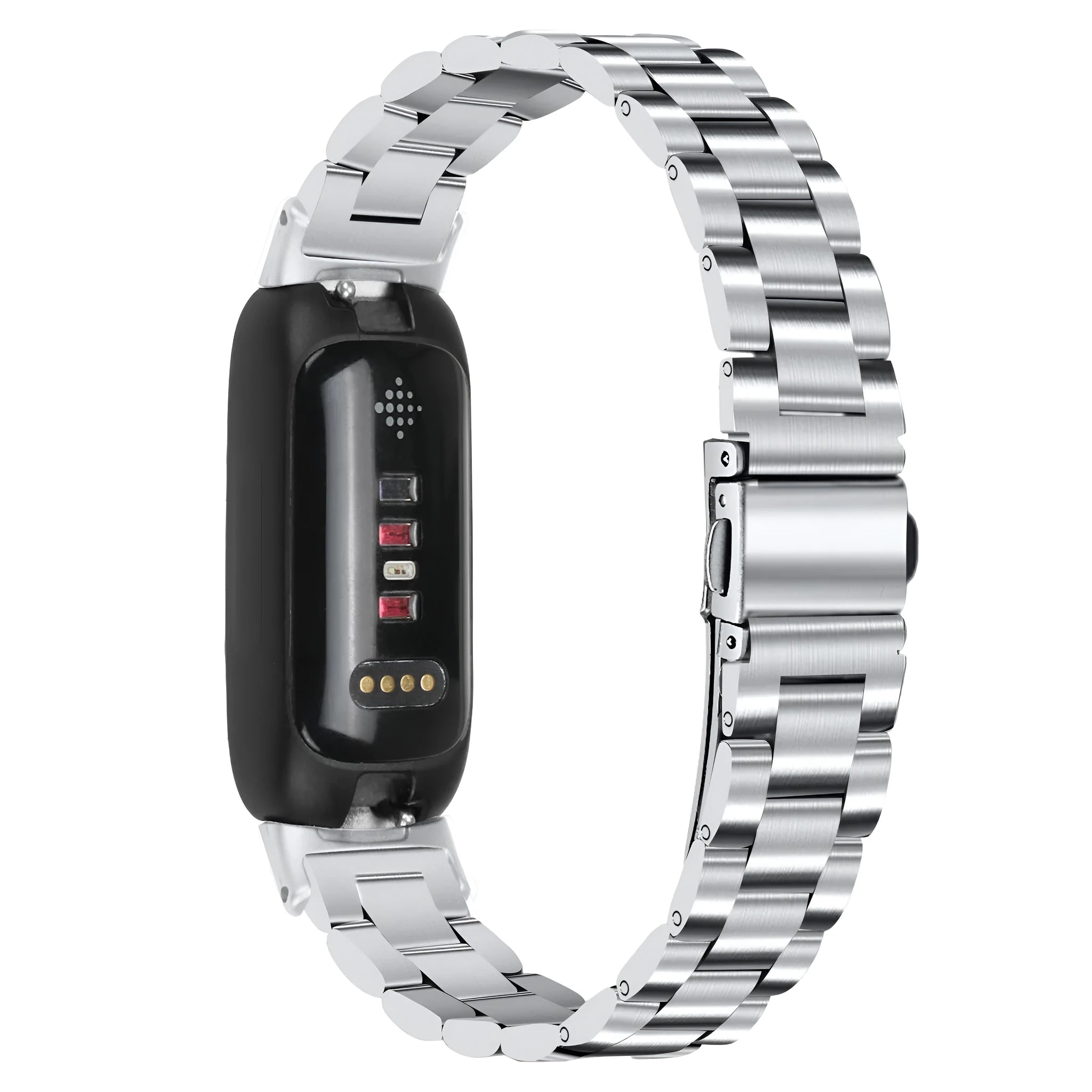 HUAWEI Inspire3 stainless steel magnetic watch strap in silver colour showing 12mm interface and magnetic closure
