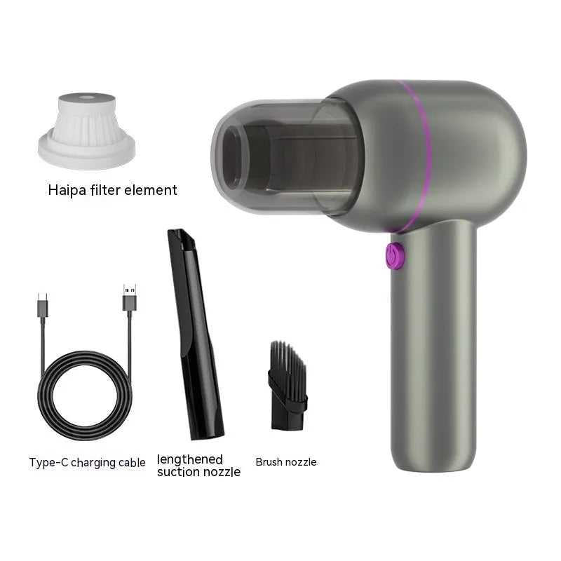 Grey XC-06 portable car cleaner with rechargeable battery and inflation function