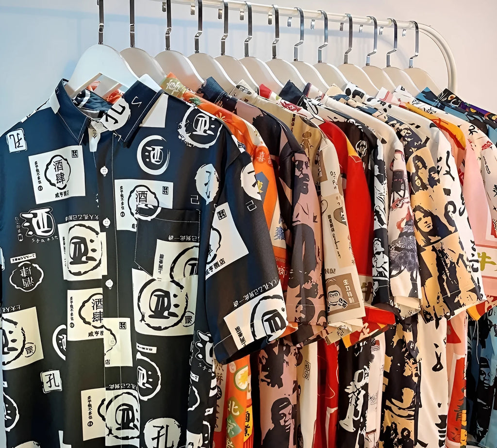 Printed floral pattern loose fit short sleeve cardigan style shirt
