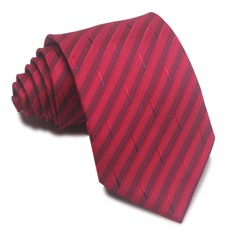8cm wide striped polyester jacquard tie in business colours