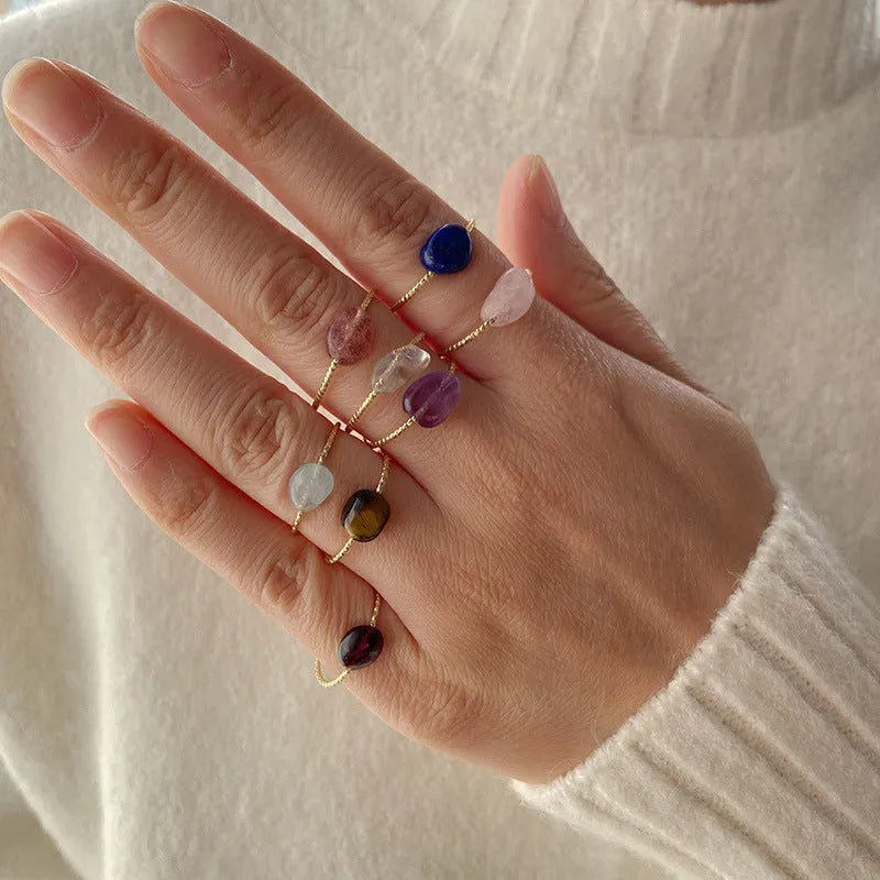 Geometric agate ring for women showing original design with natural stone and eight colour options