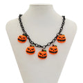Halloween ghost pumpkin cartoon character acrylic necklace on a regular chain, colour 06705.