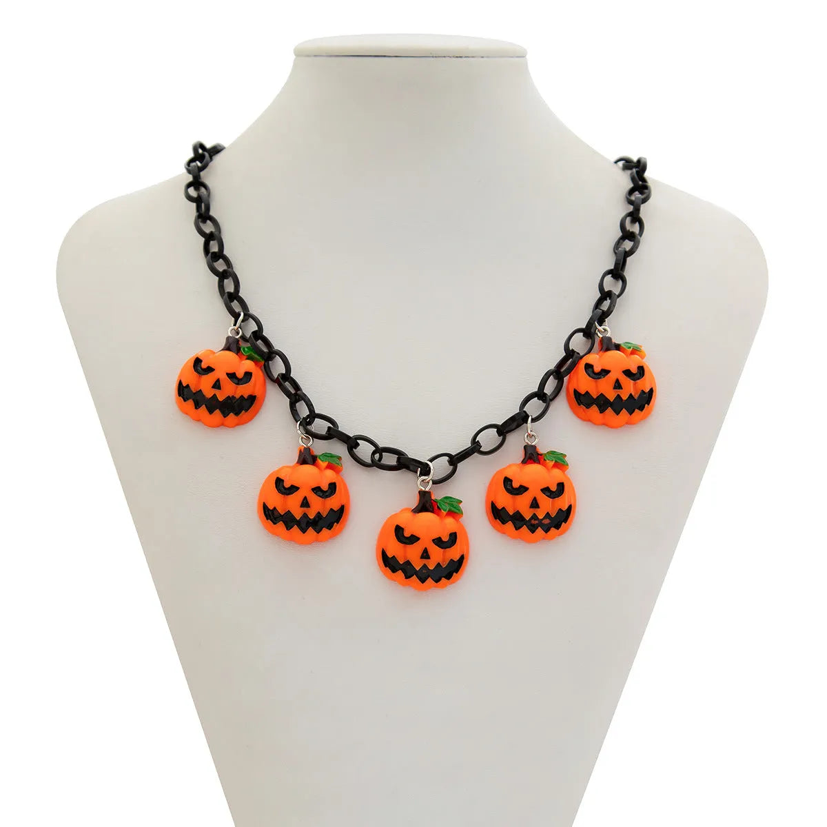 Halloween ghost pumpkin cartoon character acrylic necklace on a regular chain, colour 06705.