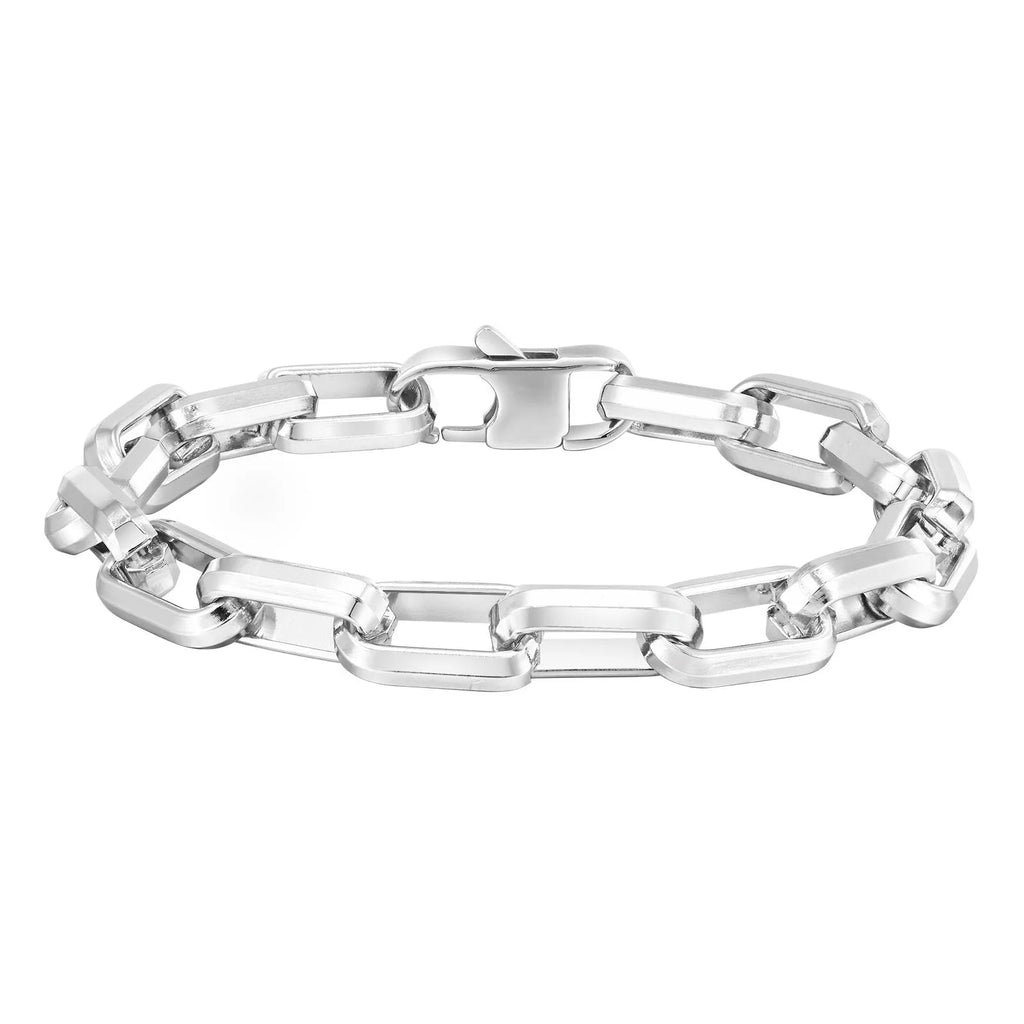 Men's stainless steel square chain bracelet in gold, black, steel, and retro colour finishes.