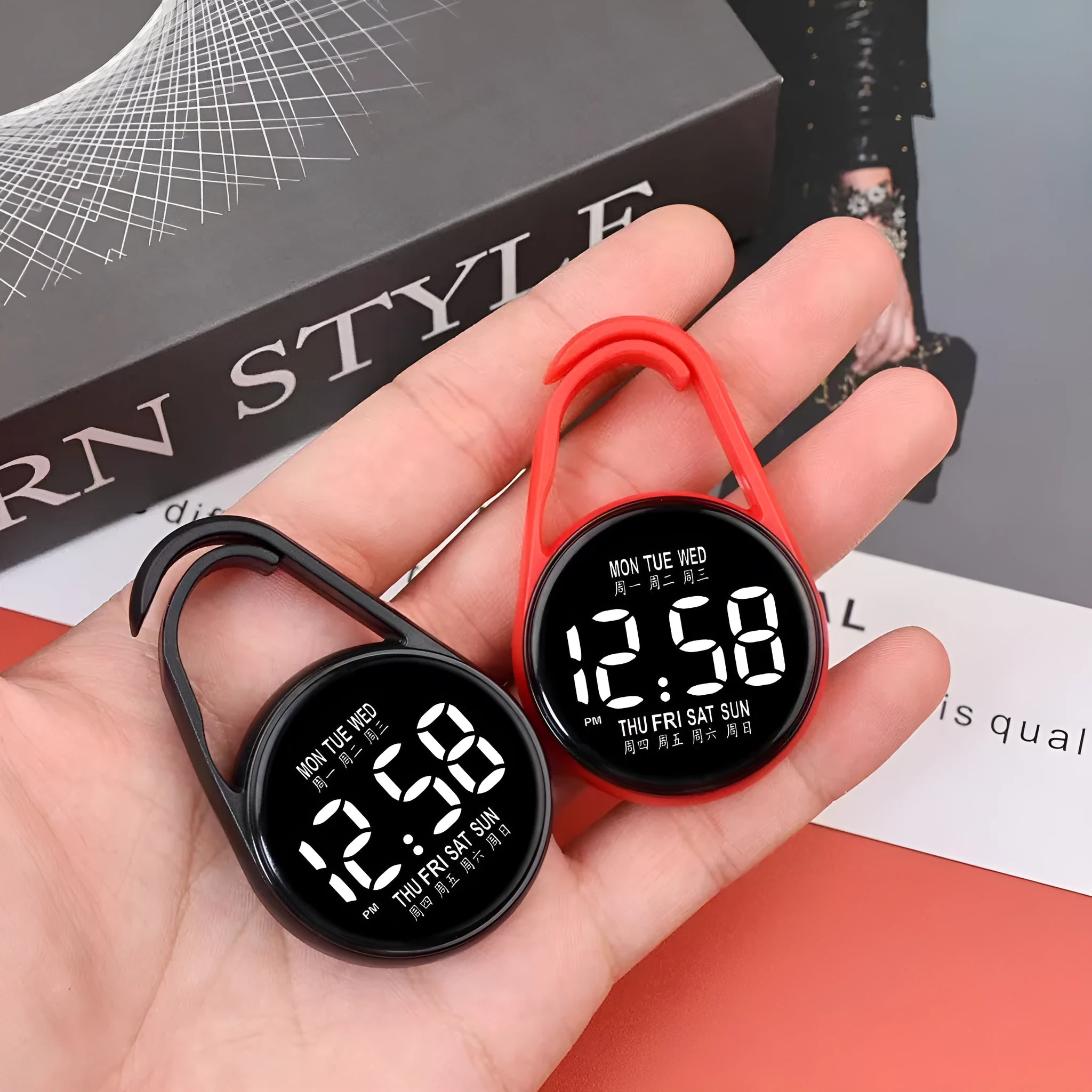 Simple LED luminous electronic watch with digital display on plastic strap in various colours