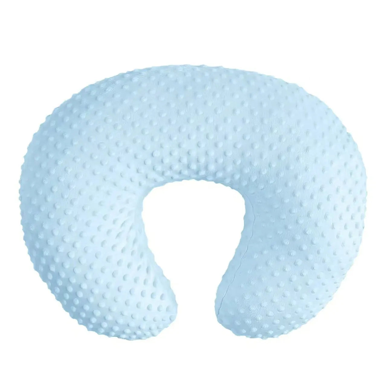 Multifunctional nursing pillow for breastfeeding support in grey, blue, pink, or yellow with removable cover.