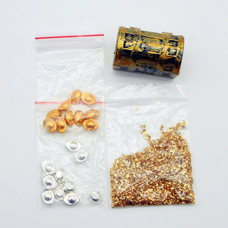 Alloy gold coin treasure box miniature doll house accessory ornaments for teenagers