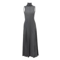 Women's grey cotton backless dress with half turtleneck neckline and high waist