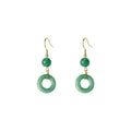 Green geometric peace buckle earrings with Chinese Han clothing and cheongsam design elements