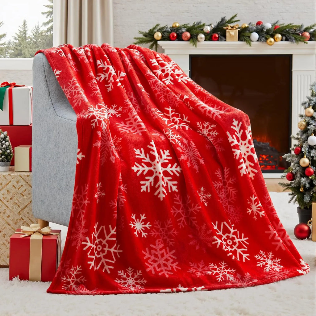 Polyester fibre Christmas blanket in American style with soft flannel texture in various sizes