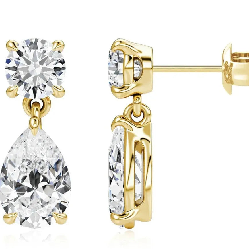 Sterling silver water drop moissanite stud earrings in gold or silver colour