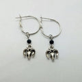 Silver round ring dangle earrings with Tibetan antelope design for women