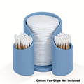 Modern minimalist plastic dental floss dispenser and cotton swab storage box in pink, white, blue, or black.