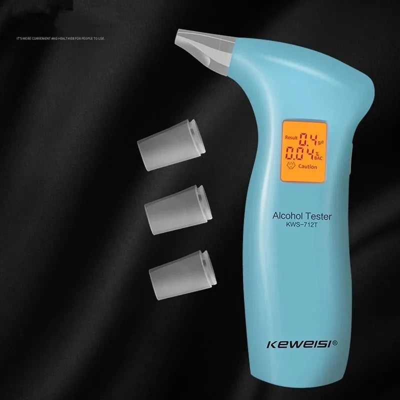 Portable orange light breath alcohol tester with replaceable mouthpieces
