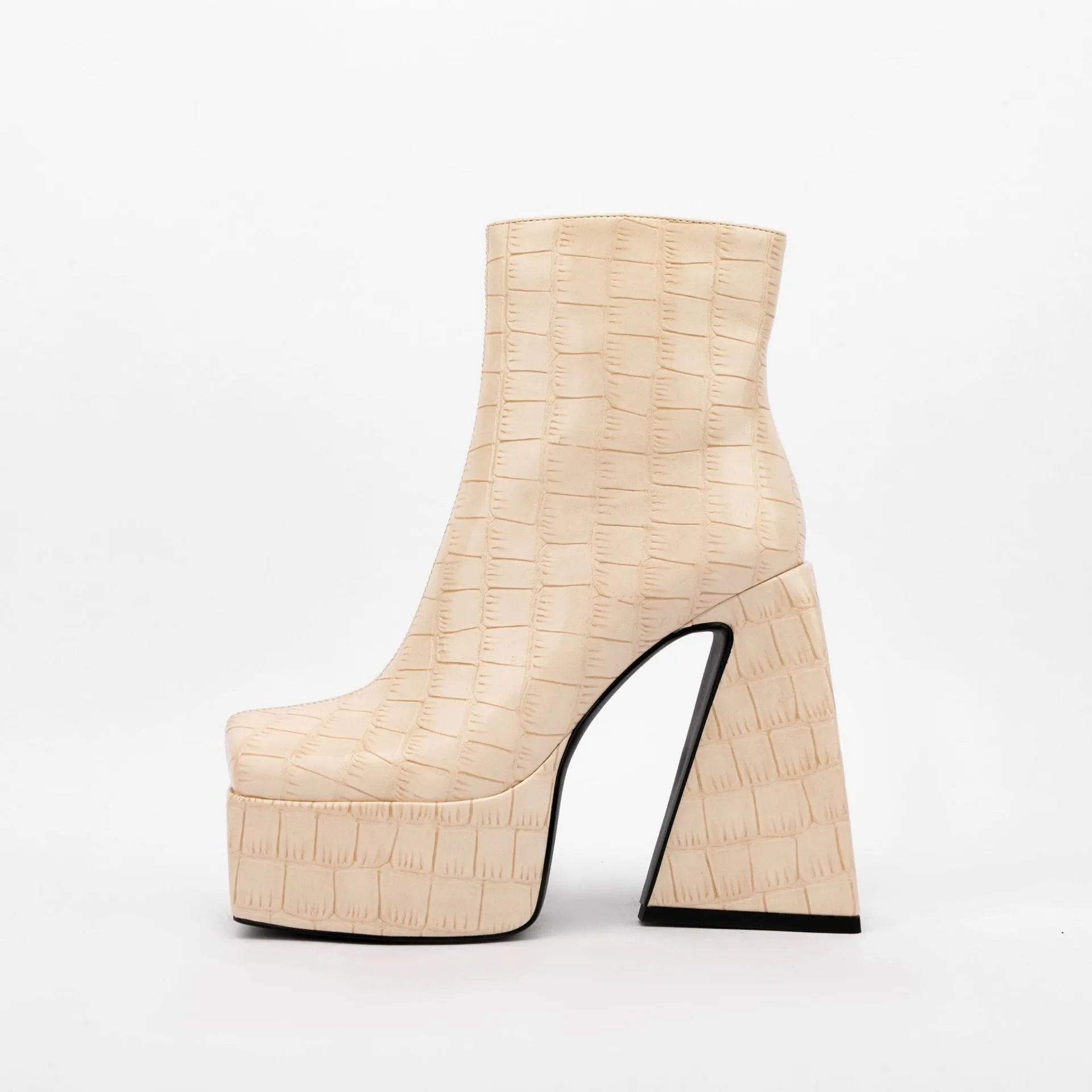 Women's artificial PU ankle boot with a super high heel, shown in a solid colour.
