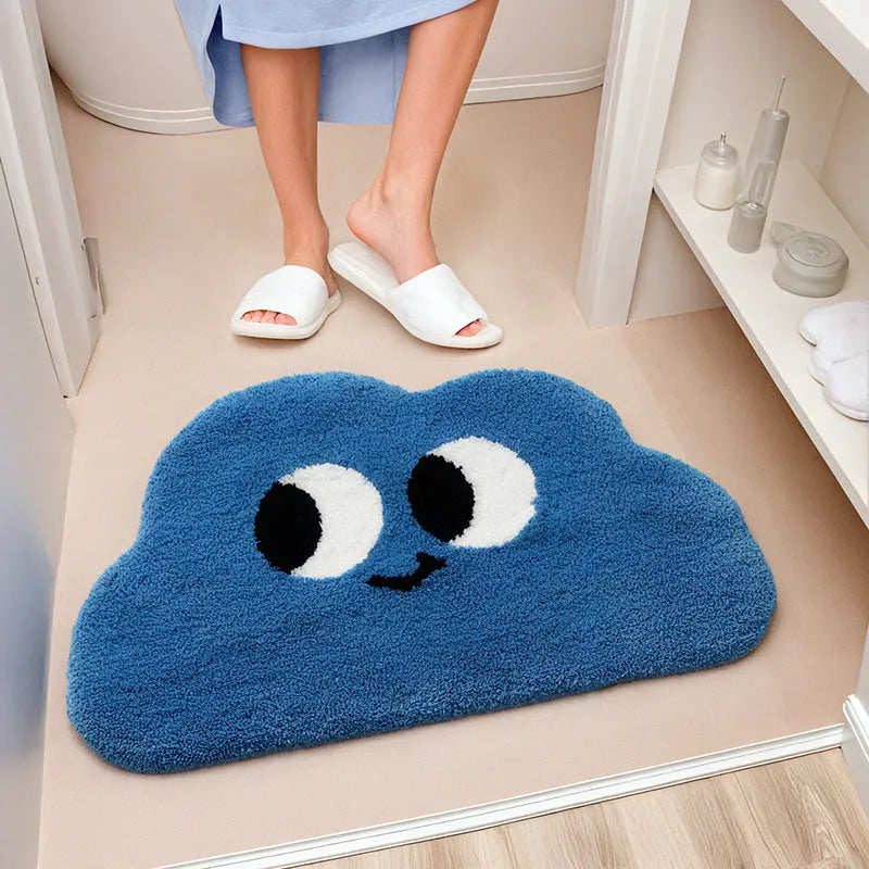 Cartoon anime printed bathroom floor mat in polyester fibre with cashmere-like texture