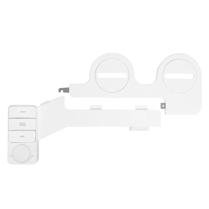 Pure white button wash tool with detachable components and removable cleaning nozzle