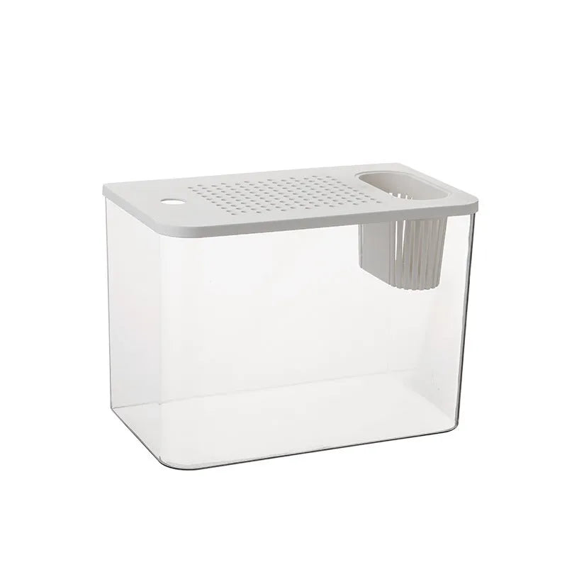 Mini plastic betta fish tank in black or white colour measuring 32x18.5x23cm
