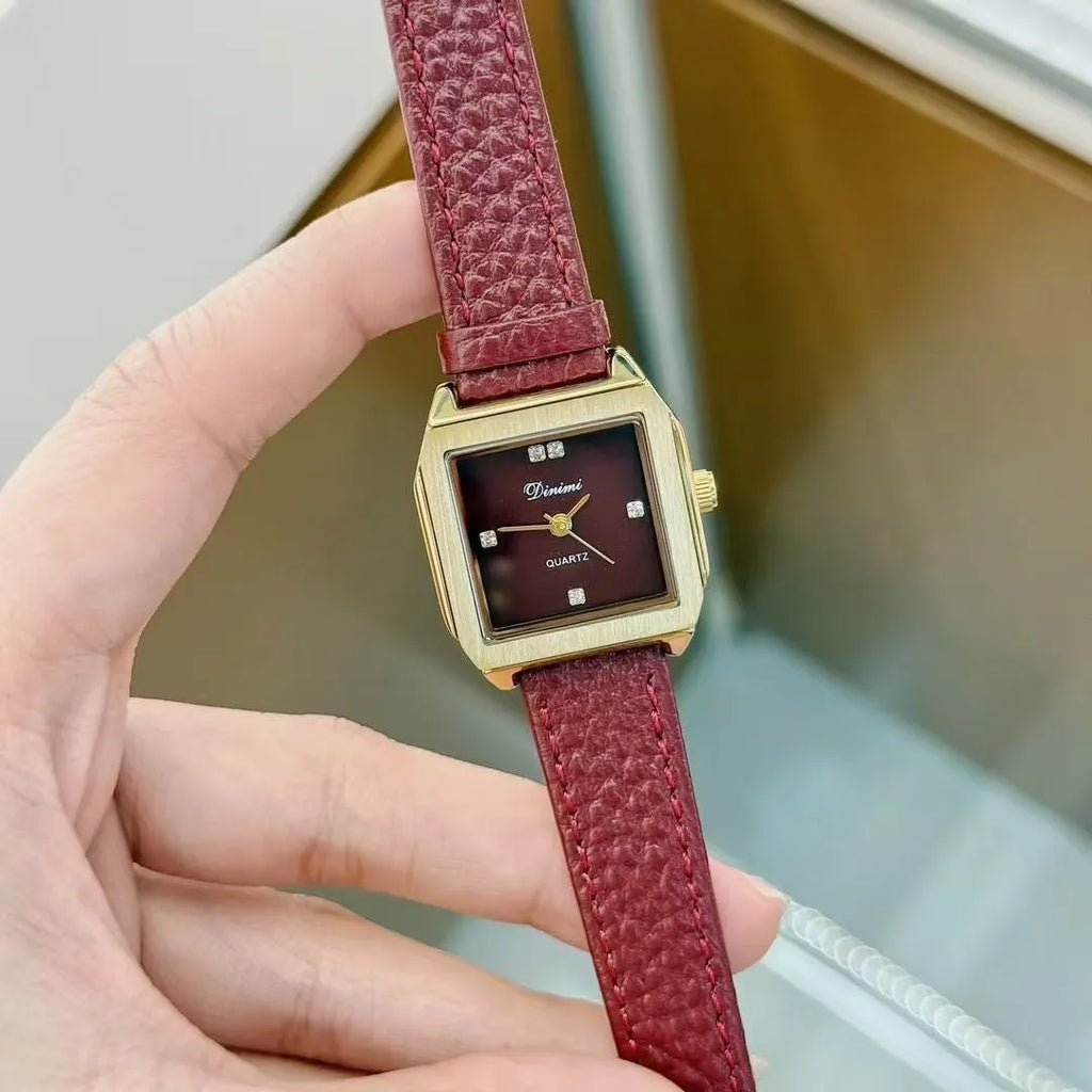 Chinese-style alloy women's watch with 8mm thickness on wrist.