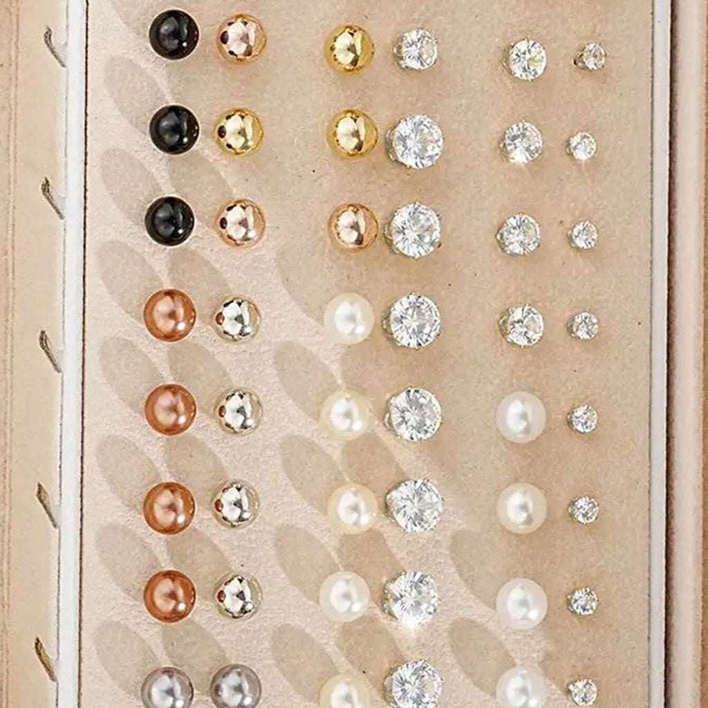 108 geometric pearl earrings in gold and yellow electroplated alloy colours
