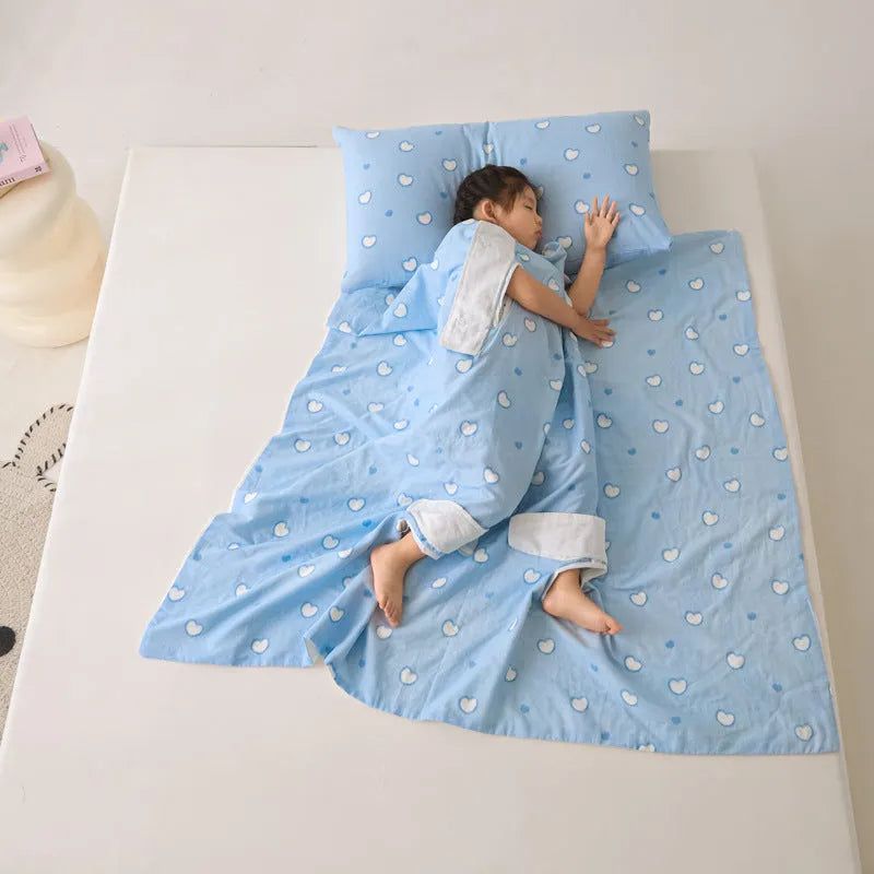 Colourful anti-kick summer quilt with antibacterial filling shown in Magic Puppy print.