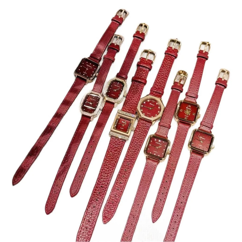 Chinese-style alloy women's watch with 8mm thickness on wrist.