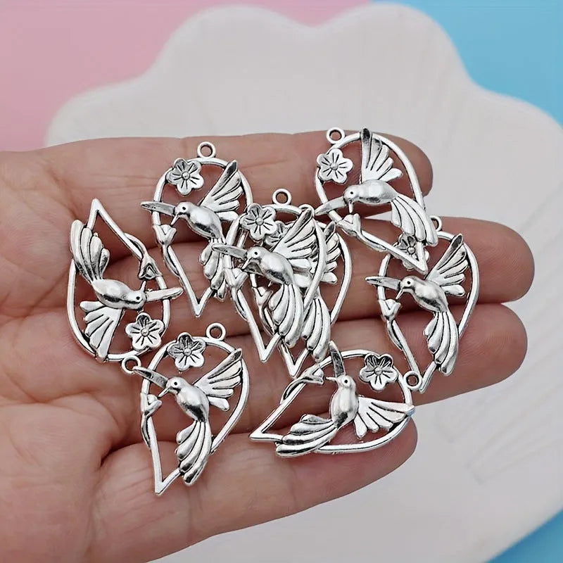 Alloy magpie pattern pendant with electroplated finish for DIY jewellery making