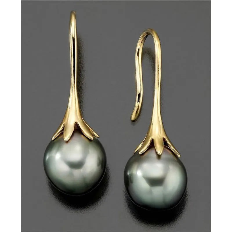 Women's retro fashion earrings with electroplated gold finish and dangly drop design