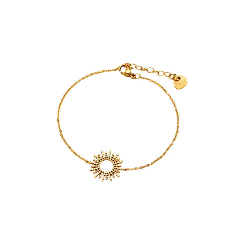 Sunflower series geometric chain bracelet and necklace set with 14K gold plating