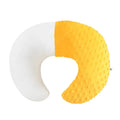 Multifunctional nursing pillow for breastfeeding support in grey, blue, pink, or yellow with removable cover.
