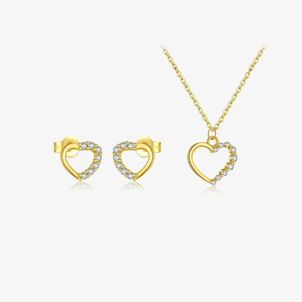 Sterling silver hollow heart pendant necklace on a regular chain, shown in a white gold colour finish.