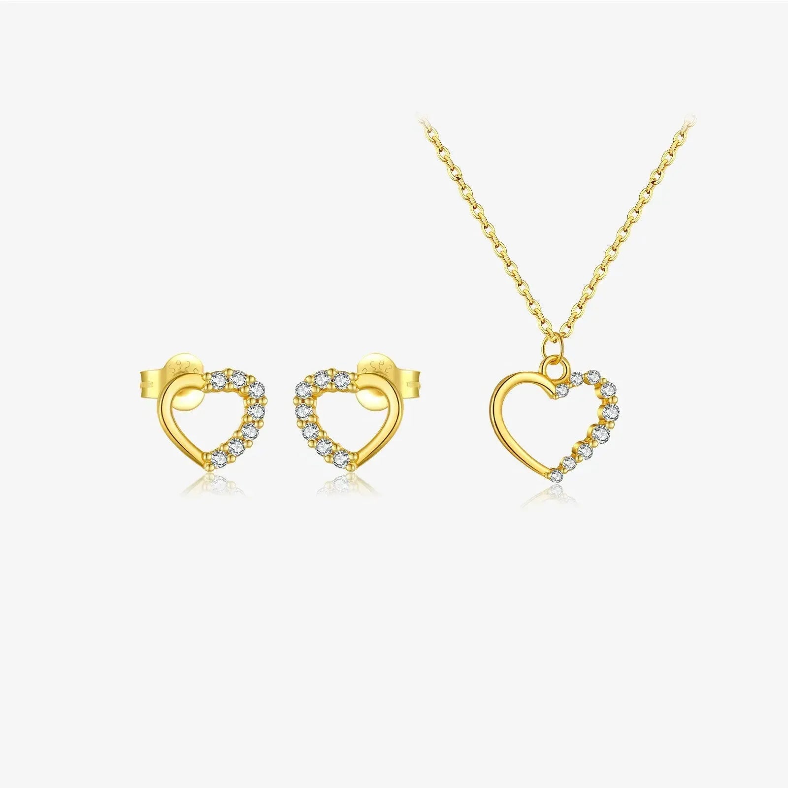 Sterling silver hollow heart pendant necklace on a regular chain, shown in a white gold colour finish.