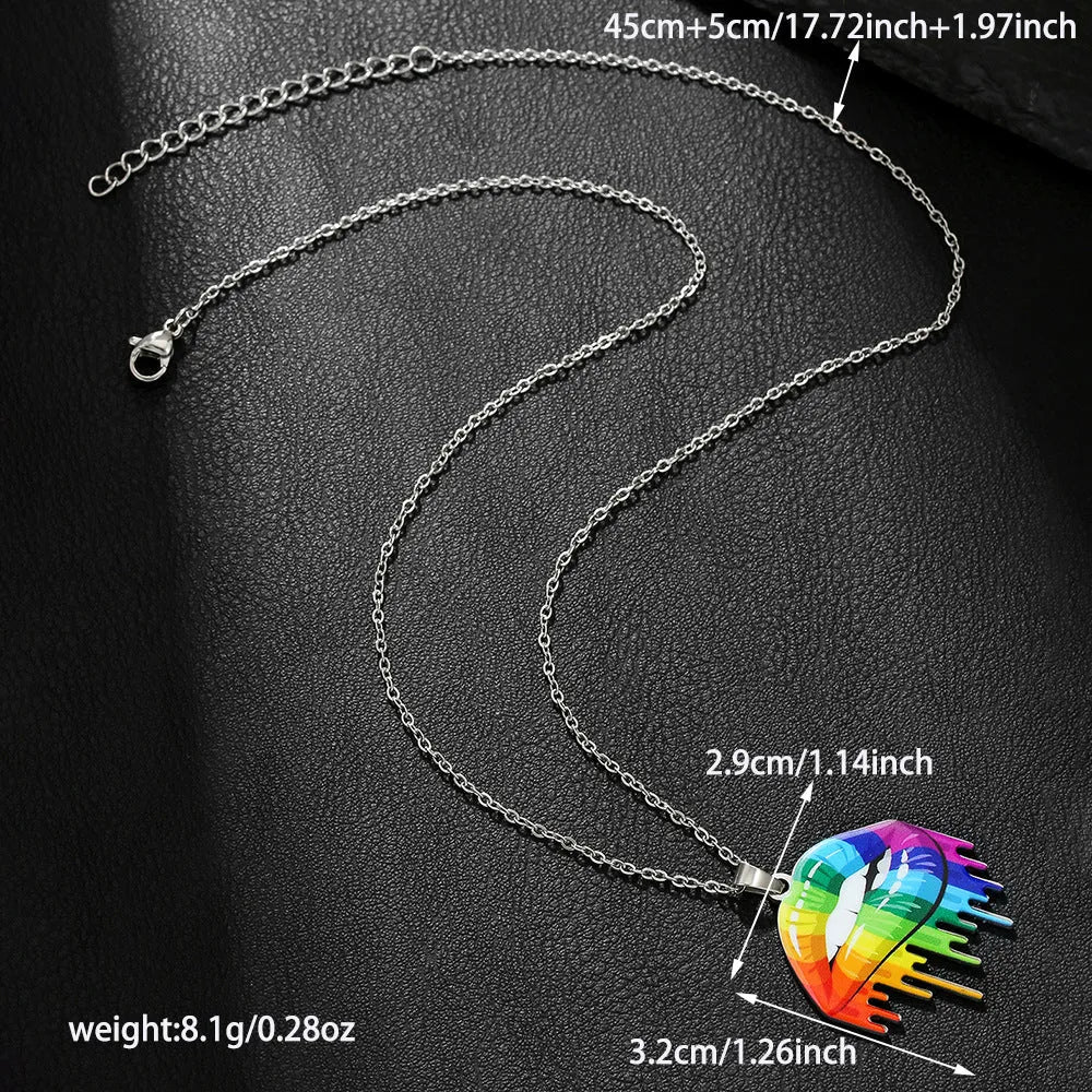 Stainless steel friendship necklace and bracelet set with colour printing for women