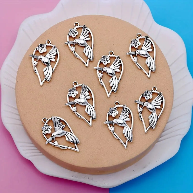 Alloy magpie pattern pendant with electroplated finish for DIY jewellery making