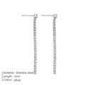 Stainless steel geometric line earrings with zircon studs and Chinese style design