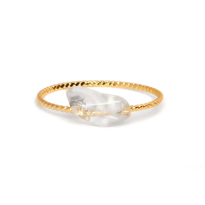 Geometric agate ring for women showing original design with natural stone and eight colour options