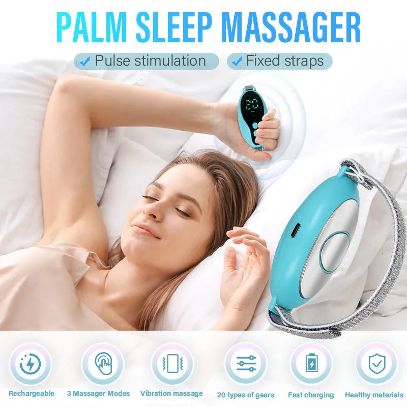 White or blue intelligent sleep aid instrument with USB port and control buttons