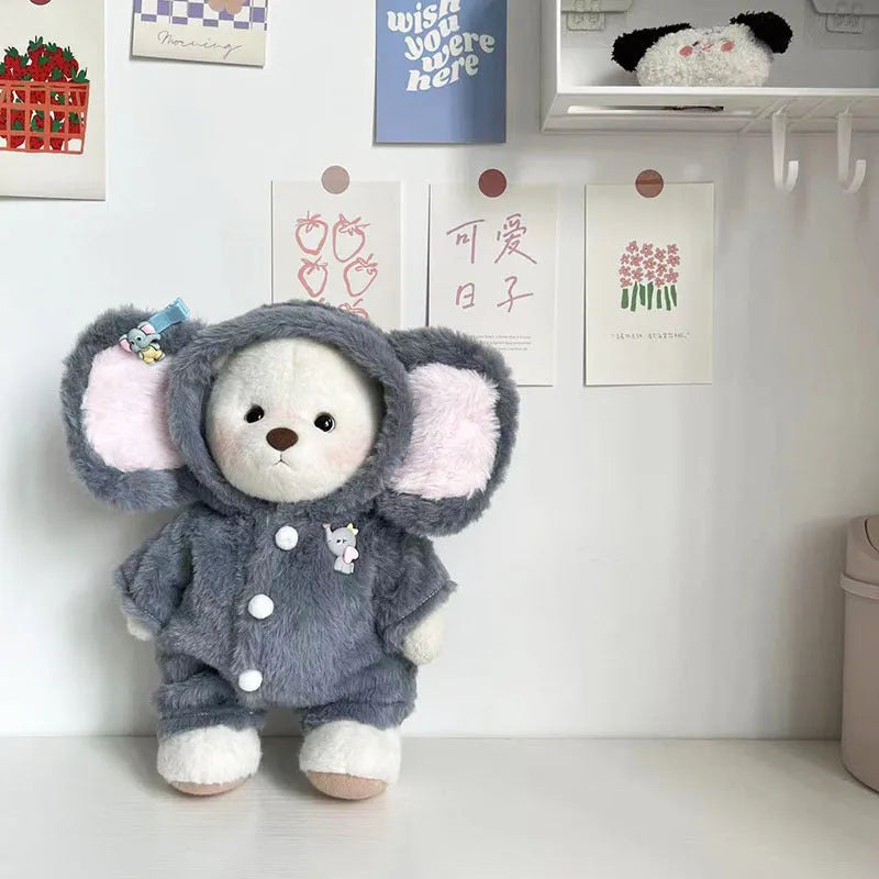 Grey elephant pattern plush jumpsuit suit for 30cm Lina bear doll