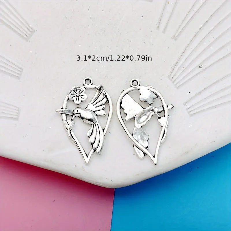 Alloy magpie pattern pendant with electroplated finish for DIY jewellery making